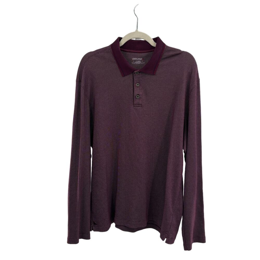 UNTUCKit Purple Boscarelli Long Sleeve Polo Shirt